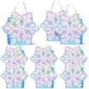 Kolldenn 12 Pcs Holographic Snowflake Gift Party Bags Snowflake Princess Party Favors Candy Treat Goodie Bags with Handle for Wedding Holiday Birthday Supplies