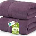 Utopia Towels Luxurious Jumbo Bath Sheet 2 Piece, 600 GSM, 35 by 70 Inches, 100% Ring Spun Cotton, Highly Absorbent and Quick Dry Extra Large Bath Towel, Super Soft Towel, Plum