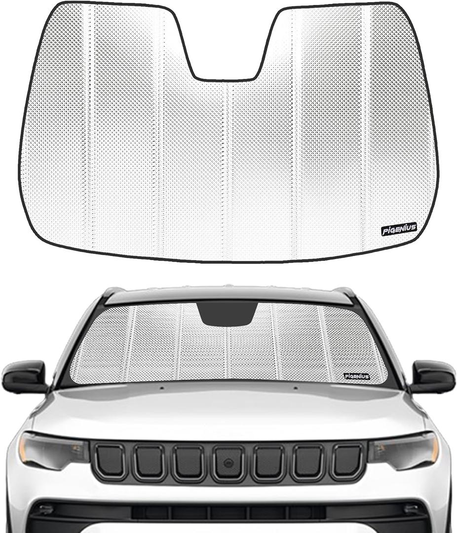 Pigenius Windshield Sun Shade for 2022-2025 Jeep Compass. Front Window Sunshade with Storage Bag