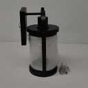 Xavier 1-Light Matte Black Hardwired Outdoor Indoor Wall Lantern Sconce with Seeded Glass Shade