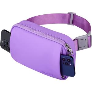 WATERFLY Crossbody Belt Fanny Pack: Sports Walking Waist Bag Runner Belt Bum Bag Hip Fannie Pack Phanny Fannypack Woman Man for Hiking Jogging Running (Purple)