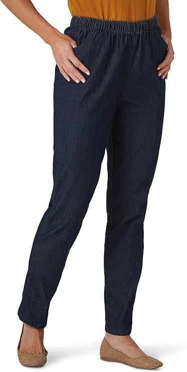 Chic Classic Collection Women's Stretch Elastic Waist Pull-On Legging Pant, (Size 10P, Dark Shade Denim)