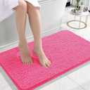 OLANLY Small Bathroom Rugs 24x16, Extra Soft Absorbent Chenille Bath Rugs, Rubber Backing Quick Dry, Machine Washable Bath Mats for Bathroom Floor, Tub and Shower, Home Decor Accessories, Hot Pink