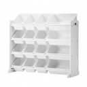 Kitsure Toy Storage Organizer with Metal Frame, 61.7"W, 16 Bins, White
