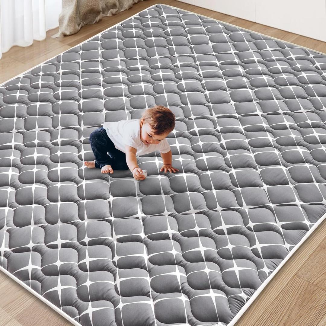 Baby Play Mat - 72" X 48",Premium Thicker Foam One-Piece Crawling Mat, Machine Washable, Extra Large Anti-Slip (Grey White)