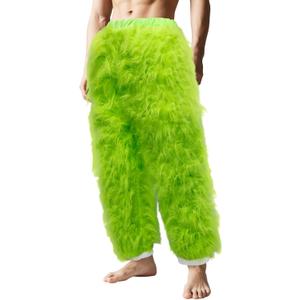 Christmas Green Furry Adult Pants Halloween Funny Cosplay Costume Props Santa Costume Green Pants For Adult