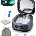 Voraiya Rechargeable Ultrasonic Retainer Cleaner, Portable Retainer Cleaner Machine, 52kHz Retainer Cleaner for Dentures, Night Guards, Mouth Guards, 166ml Dental Cleaning Pod with Mirror, 3 Modes