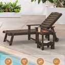 LUE BONA Outdoor Side Table, 2-Tier HDPS Outdoor Nesting End Table with Removable Small Foot Stool for Patio, Deck, Poolside, Low Maintenance & Weather Resistant,Dark Brown