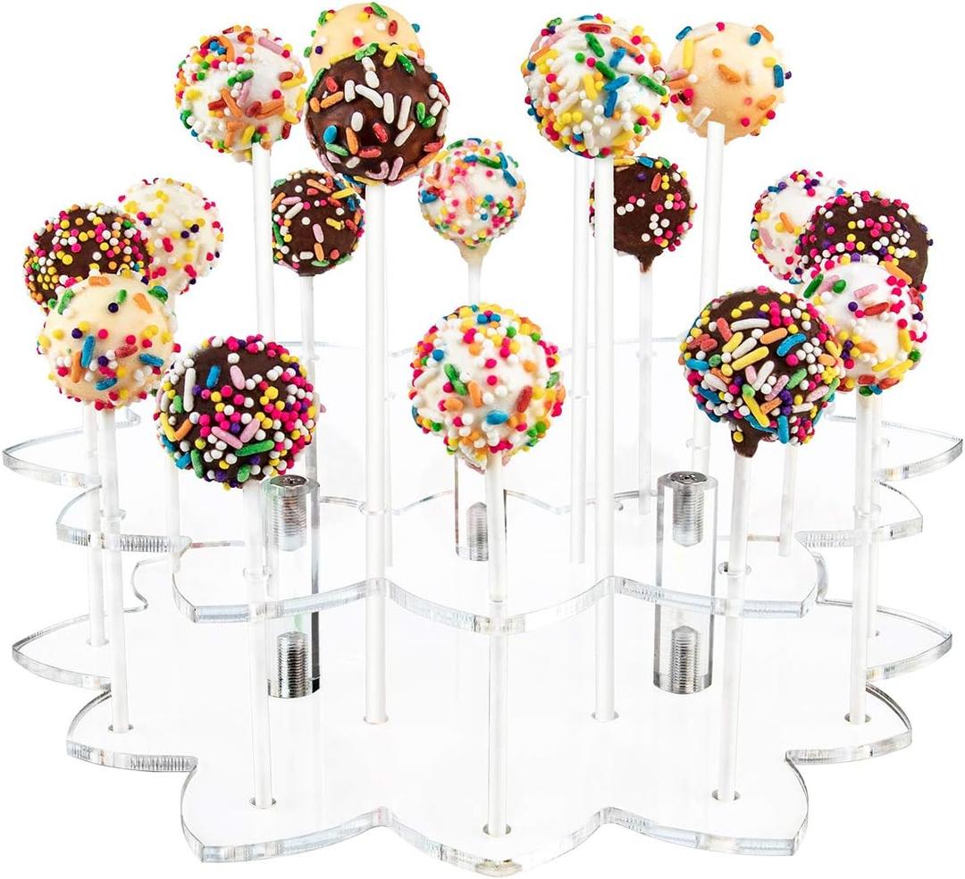 YestBuy Cake Pop Display Stand, 19 Hole Cake Pop Holder, Lollipop Holder for Weddings, Birthday Parties, Anniversaries Gift, Halloween, Christmas Candy Decorative (Clear)