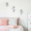 Oubasa Metal Flowers Wall Art Set of 3, Farmhouse Floral Home Decoration, Modern Line Art Flower Wall Decor for Living Room Bedroom Bathroom, Minimalist Botanical Wall Sculpture Lily, Tulip, Rose