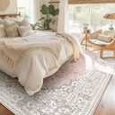 Brakki Pink Rug 6x9 for Bedroom, Washable Area Rug for Living Room Dining Room Entryway, Non Slip Vintage Boho Rug for Kitchen Bathroom, Soft Low Pile Stain Resistant Floor Carpet Indoor