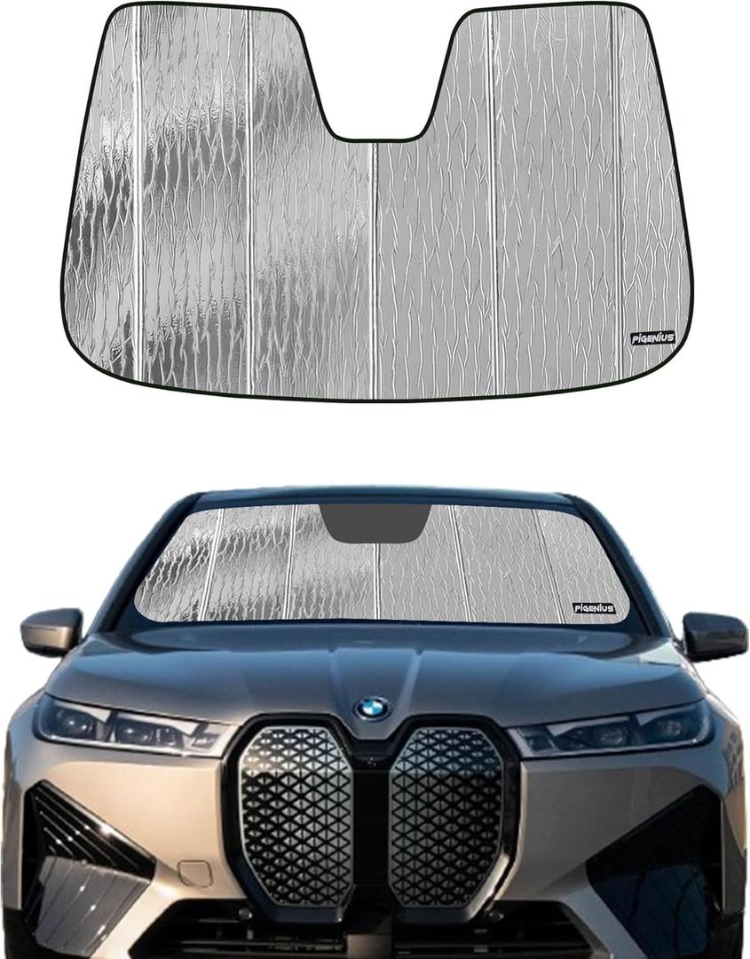 Pigenius Windshield Sun Shade for BMW iX (I20) Electric SUV 2022-2026, Fits xDrive40 50 M60 M70, Reversible Silver/Black