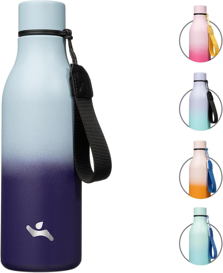 Insulated Water Bottle with Strap,18 oz Double Wall Stainless Steel Vacuum Bottles Metal Water Flask,Ocean Dream