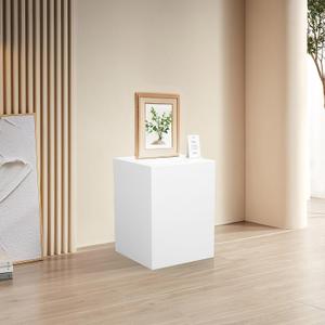 Cube Display Pedestal Stand for Bridal Shop, Square White Display Risers Columns, Party Event Decor Platform Base Showcase for Comic-Con Home Shop Boutiques (11.8*11.8*15.7in)