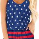 RAISEVERN Women Romper Summer Casual Sleeveless Short Jumpsuit with Pockets (Blue, M)