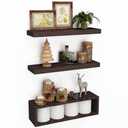 LAPTAIN Floating Shelves Wall Mounted Set of 3, Rustic Farmhouse Bathroom Shelves Over Toilet with Paper Storage Rack, Wall Shelves for Living Room, Kitchen, Bedroom, 21" x 5.9"