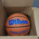 WILSON Evolution Indoor Game Basketball, Royal, Scarlet, Size 6 - 28.5"