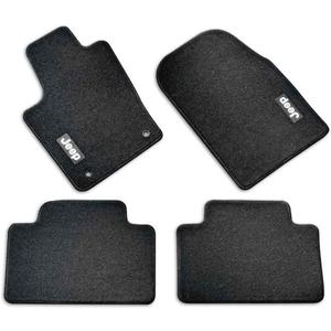 Mopar 82214880AC Carpet Floor Mats Premium Carpet Mat, First and Second Row, Black, 36 oz with Jeep embroidered logo