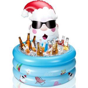 Bencailor Party Decoration Inflatable Xmas Cooler Blow up Pool Birthday Party Favor Supplies Inflatable Serving Bar Food Container Cool Beverage Coolers Gifts (Blue)