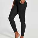 IUGA Scrunch Butt Lifting Leggings for Women Workout Tummy Control No Front Seam Compression Leggings with Pockets Yoga Pants (Black, M)