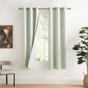 NICETOWN Sage Green 100% Blackout Linen Texture Curtains 70 inches Long 2 Panels for Boy's Room, Thermal Insulated Full Blackout 2-Layer Lined Drapes, Energy Efficiency Window Draperies