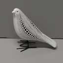 Quoowiit Bird Figurine, Modern Sculpture and Statues for Home Decor, Animal Statues for Bookshelf, Table, Entryway, Fireplace, Resin Decorative Sculpture with Chic Polka Dots Art Design (White)