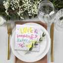 2 x LeZakaa 50Pcs Wedding Napkins-Love,Laughter,Happily Ever AfterLettering Gold Foil Design 3 Ply Disposable Paper Napkin Bridal Shower Tableware Party Supplies for Wedding, Engagement-6.5x6.5" Folded