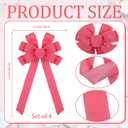 4 Pcs Large Pink Christmas Bows for Wreath 11.8 x 25.6 Inches Velvet Christmas Tree Topper Pink Bow Ornament for Xmas Home Outdoor Indoor Party Decoration