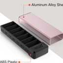 HEIYING Pill Organizer with Aluminum Shell for One Week Capacity, Portable 7 Compartments Pill Box Container to Hold Vitamin, Medicine, Supplements, Pink
