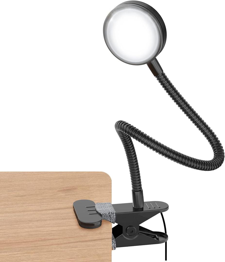 LEPOWER Clip on Light, Reading Lights for Books in Bed with 10 Brightness Levels & 3 Colors, Flexible 3W Bed Lights for Headboard, Desk, Ideal for Reading, Working & Studying -No AC Adapter, Black