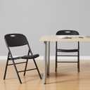 Amazon Basics Portable Folding Plastic Chair, Events Seating, Easy to Store, 350-Pound Capacity, Black, 2-Pack