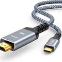 Highwings USB C to HDMI Cable @60Hz 4K, USBC to HDMI 1.8M, [Thunderbolt 3/4/5 Compatible] Type-C to HDMI Cord 2.0 Braided for iPhone 16/15 Series, MacBook Pro/Air, iPad, Surface, Galaxy, XPS, and More (Grey)