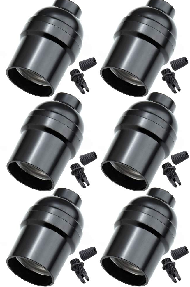 Light Socket,Standard Screw-in Lamp Socket Holder for Edison Retro Pendant Lamp Bulbs-8Pack Basic Black  