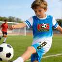 Hjshfue Kids Soccer Jersey Athletic Sports Shirt with Short Set Breathable Lightweight Training Uniform 4-12Y Bluered
