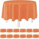 Orange 12 Pack Plastic Tablecloths 84" Disposable Round Table Cloth Plastic Table Cover for Party Disposable Tablecloths