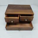 MyGift Wooden Desk Organizer with Drawers, Dark Brown Wood Desktop Storage Cabinet with 3 Drawers for Office Supplies, Sewing Kits and Accessories