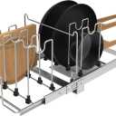 Pots and Pans Pull Out Organizer Under Cabinet, Adjustable Slide Out Pan and Pot Lid Rack Holder, Wire Dividers Kitchen Organization And Storage, Full-Extension Rail 12" W X 20" D