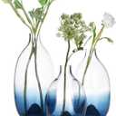 CONVIVA Glass Vase Set Modern Blue Glass Flower vases Decorative Large Home Decor Living Room Dinning Table, Wedding Party Event Tall Tabletop Set of 3