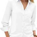 siliteelon Button Down Shirts for Women Cotton Oxford Shirt Dress Shirt Long Sleeve Work Blouses Tops with Pocket (White, XS)