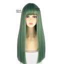 22 Inches long Hair for Women Green Synthetic Hair Natural Long Straight Wig With Bangs Party Cosplay Wig for Girl (Malachite Green)