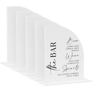 5 Pack White Half Arch Acrylic Sign with Stand | 8x10 Inch Half Arch Acrylic Blank Sign and Base, DIY Wedding Table Numbers, Wedding Signage, Events& Parties