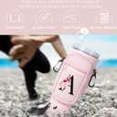 dabria Initial A-Z Water Bottle Bag with Phone Pocket for Stanley 40 oz Tumbler Neoprene Water Bottle Holder Pouch with Adjustable Strap Bollus with Straw Cover & Carabiner for Stanley Cup Accessories (Pink)