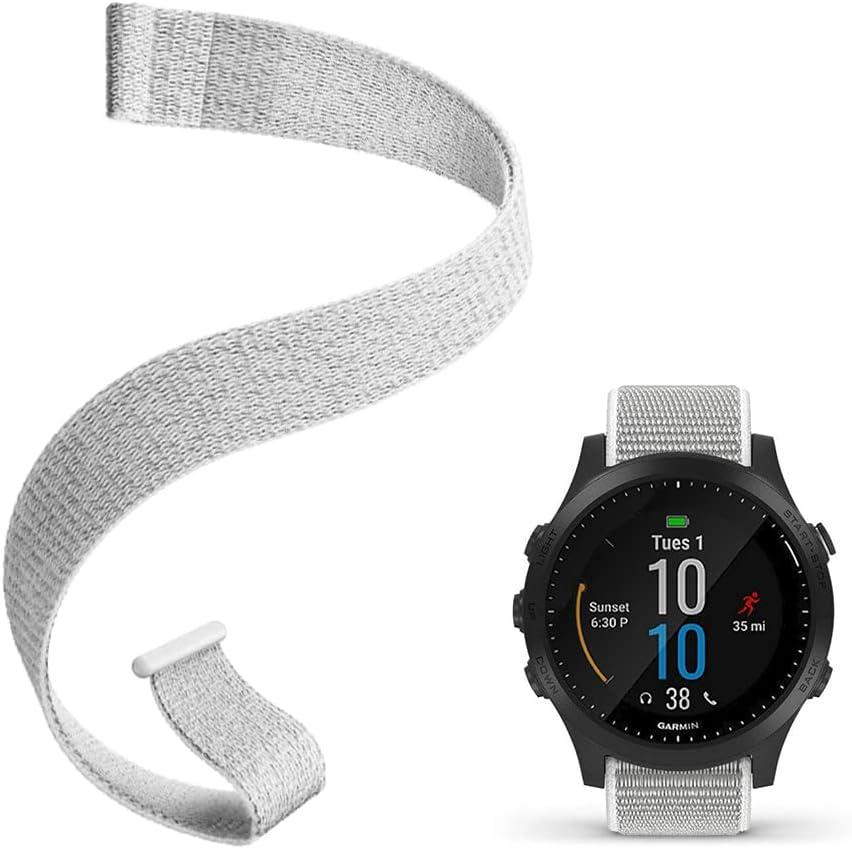 Strap Compatible with Garmin Forerunner 965/955/945/93522mm Replacement Watch band - Woven Nylon with Hook-And-Loop ((13#) Seashell)