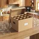 Unarty 4 Pack Wine Glass Moving Boxes with Handle, Kitchen Moving Boxes with Dividers and Lid for Dish Glassware 15 x 12 x 10 Inches