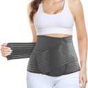 Postpartum Belly Band, Abdominal Binder Post Surgery Belly Wrap, C-section Recovery Belt, Waist/Pelvis Support Belt for Stomach Recovery & Back Pain Relief (Polyester derived from Bamboo Charcoal Fiber (Grey, Large/X-Large)