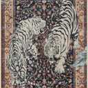 Moynesa Tiger Machine Washable Rug, 3 x 5 Entryway Area Rug Non Slip Vintage Soft Rug for Living Room, Ultra Thin Boho Stain Resistant Kitchen Throw Mat for Entrance Bedside, Puce Red
