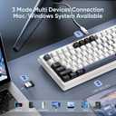 RedThunder K95 Wireless Mechanical Keyboard, TFT Screen & Knob, Tri-Mode BT5.0/2.4GHz/USB-C Hot Swappable Custom, Pre-lubed Linear Switches, Gasket Structure, RGB Gaming Keyboard, Snowy White-Blue