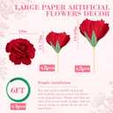 4 Pcs 5ft Large Peony Flowers Giant Artificial Red Peony Standing Huge Handcrafted Flower for Window Reception Banquet Ceremony Floral Decor Garden Hotel Office Birthday Wedding Party