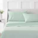MARTHA STEWART 100% Cotton Twin Sheet Set - 3 Piece, Soft, Smooth, Durable, Easy Care, 16" Deep Pocket Sheets, Bedding Sheet, Sateen Sheet, 1 Flat, 1 Fitted, 1 Pillowcase, Mint Green