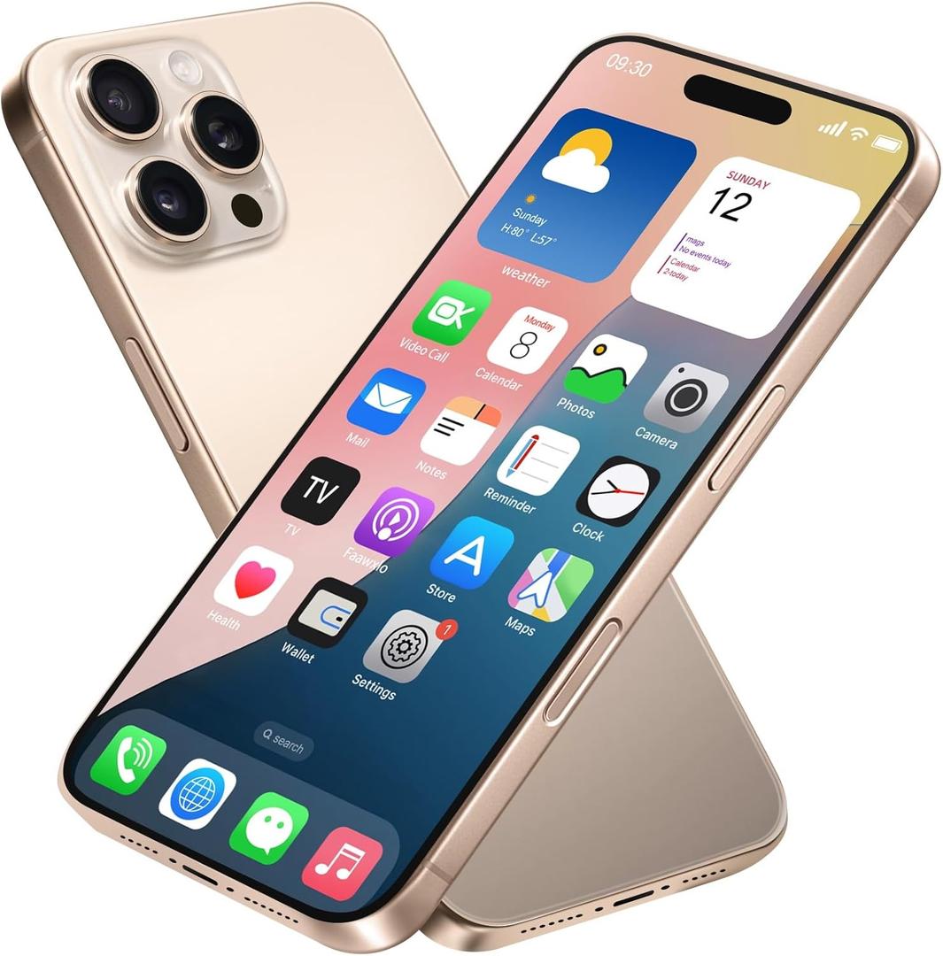 Dummy Fake Phone Model, Looks Like The RealPhone Compatible with Phone16 PM, for Cell Phone Store Display or Send a ToyPhone for Kids(16ProMax,Desert Titanium,The Screen is Printed with Patterns)